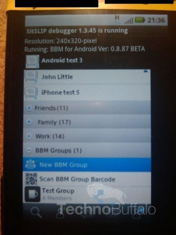 Rumoured BBM for Android screenshot