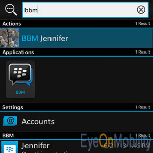 BlackBerry 10 universal search