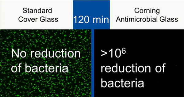 Corning anti-microbial glass test