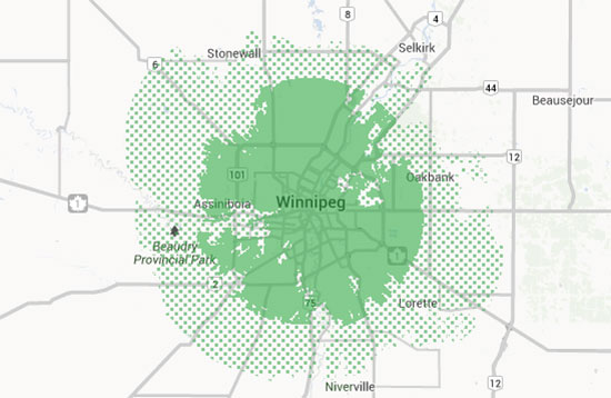 Winnipeg LTE coverage by TELUS