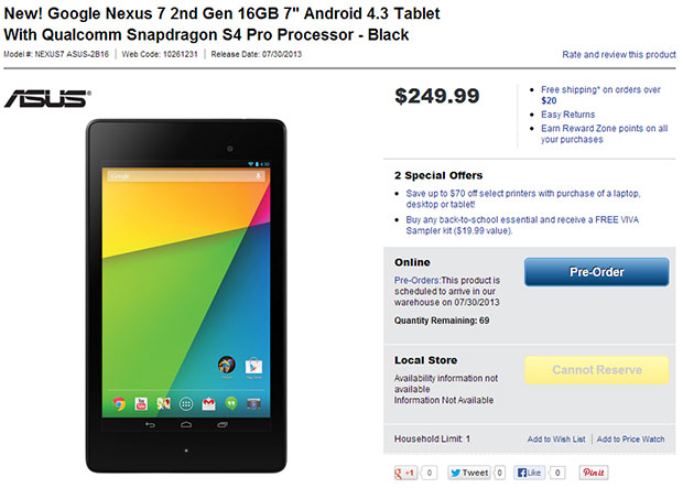 Best Buy pre-order for Google Nexus 7 (2013)