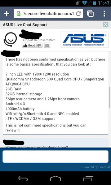 Next Google Nexus 7 specifications?