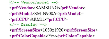 UAProf for Samsung Galaxy Note III