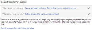 Google Nexus 4 price protection
