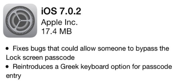 Apple iOS 7.0.2