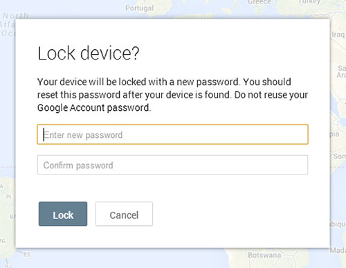Lock device option on Android Device Manager