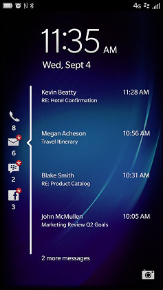 BlackBerry 10.2 lock screen notifications