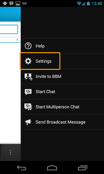 BBM for Android settings