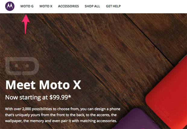 Moto G appears on Motorola website briefly