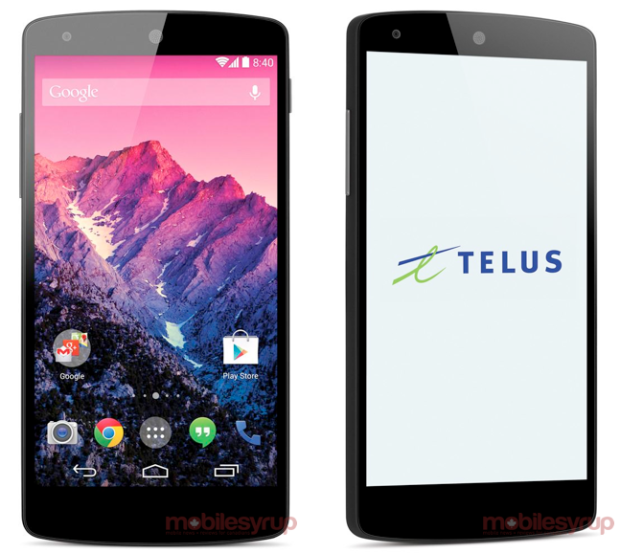 Rumoured TELUS Google Nexus 5 press render