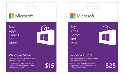 Microsoft Windows Store gift cards