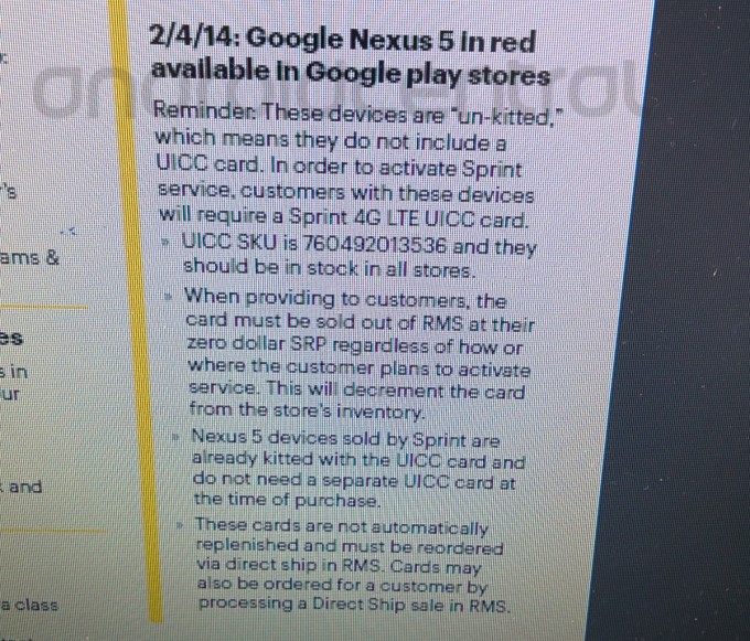 Red Nexus 5 Sprint document