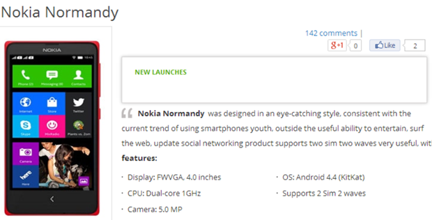 Rumour Nokia Normandy listing on The Gioididong