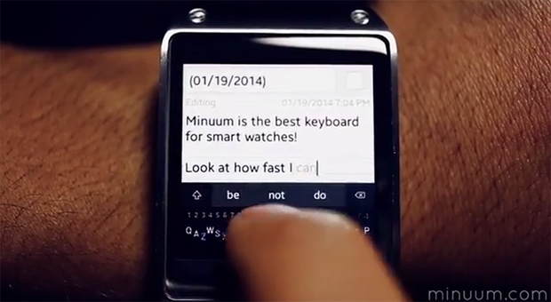 Minuum keyboard on a smartwatch