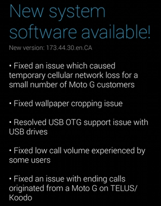 Software update for Moto G