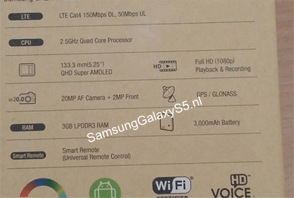 Rumoured Samsung Galaxy S5 packaging
