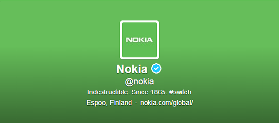 Green Nokia Twitter page