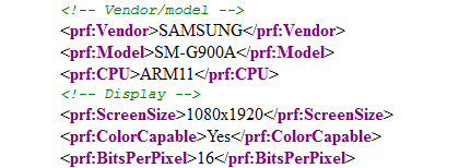 UAProf for Samsung SM-G900A