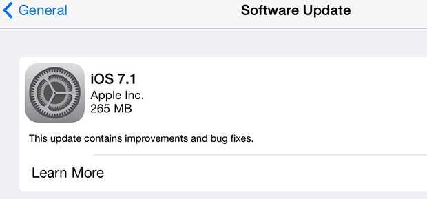 Apple iOS 7.1 update