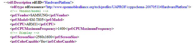 UAProf for Samsung SM-T805