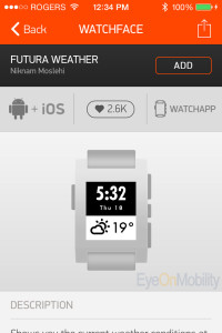 Pebble watchface selection