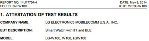 FCC filing for LG-W100
