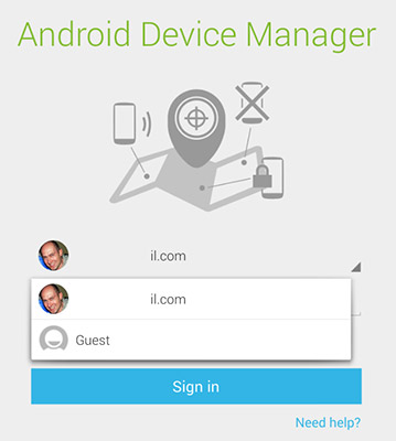 Android Device Manager Guest login