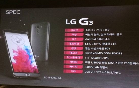 Rumoured LG G3 specifications