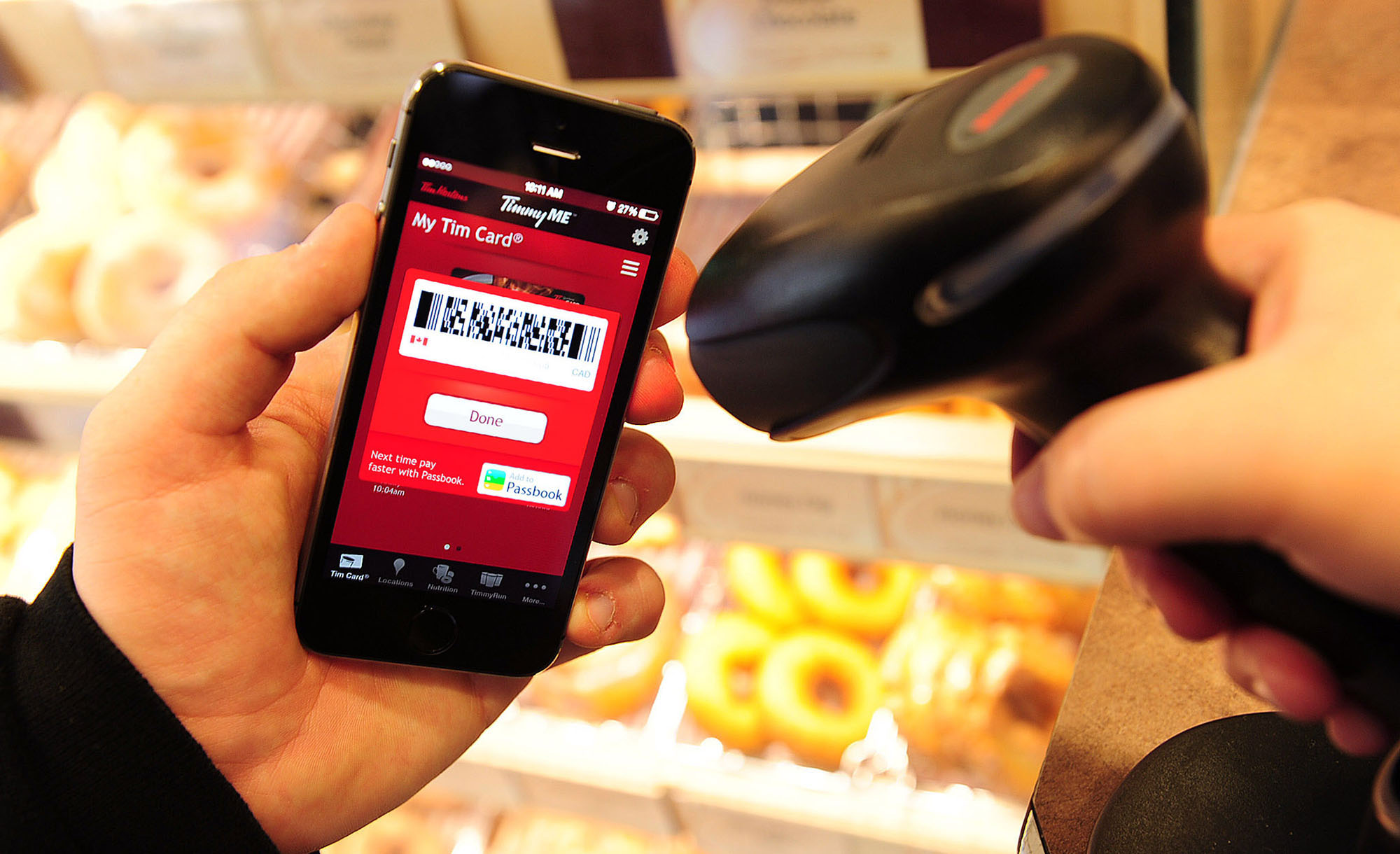 Включи подарок speed up. Barcode payment. Tim Hortons. Mobile apps in Canada.