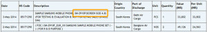 Zauba entry for Samsung SM-Z910F
