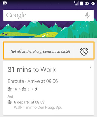 Google Now transit reminder