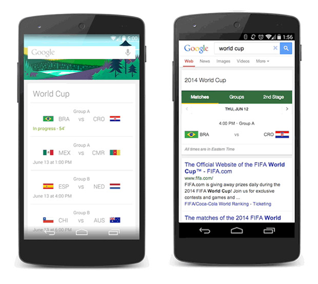 World Cup on Google Now