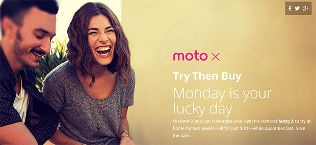 Motorola "Try then buy" promotion