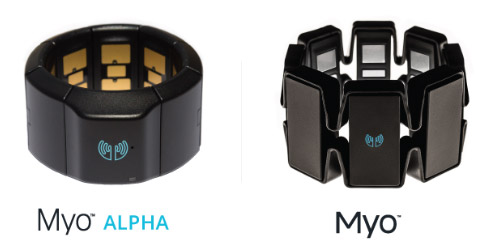 Thalmic Myo prototype and final version