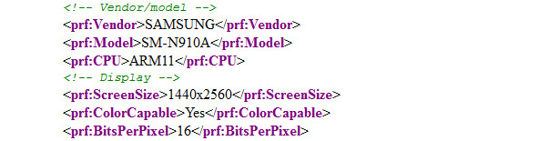 UAProf for Samsung SM-N910A