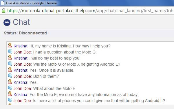 Android L update for Moto X and Moto G