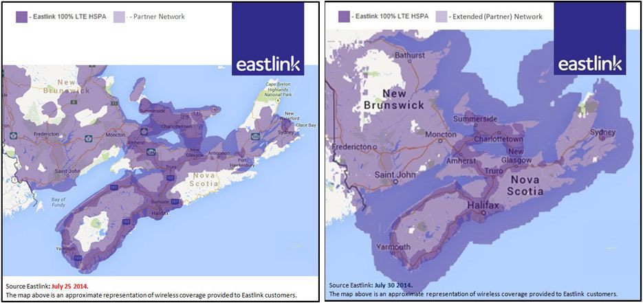 Eastlink wireless coverage before and after July 31, 2014