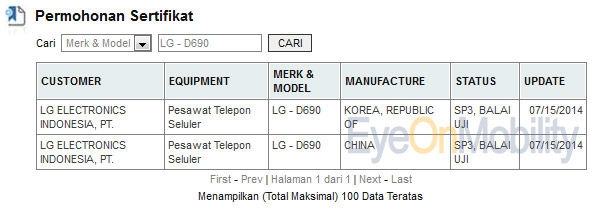 Postel entry for LG-D690