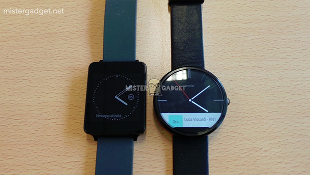 Rumoured Moto 360 next to LG G Watch