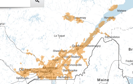 Videotron LTE coverage - September 2014