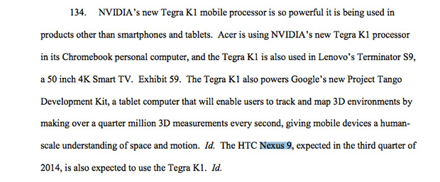 NVIDIA legal document reveals Nexus 9
