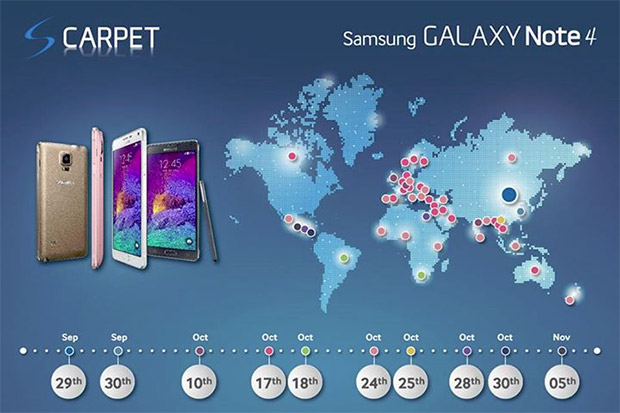Samsung Galaxy Note 4 global launch plans