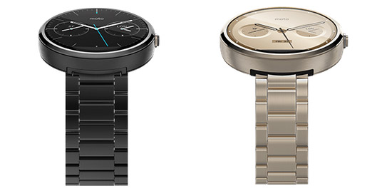 Moto 360 in black and champagne metal
