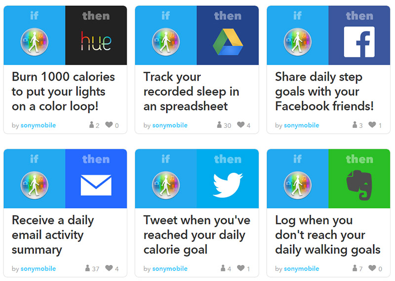 IFTTT recipes for Sony Lifelog