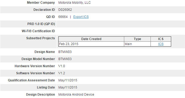 Bluetooth certification for 2nd generation Moto 360