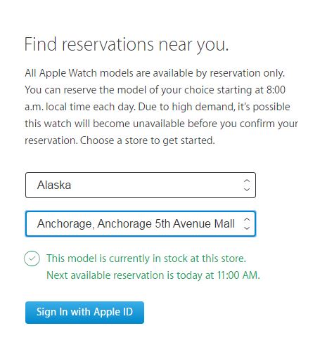 Apple Watch Reserve and Pickup service