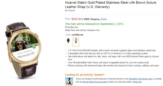 Huawei Watch on Amazon