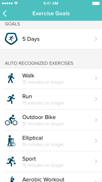 Fitbit  goal setting screen