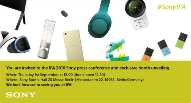 Sony IFA 2016 press invitation