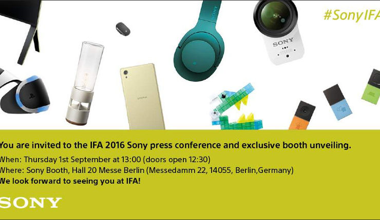 Sony IFA 2016 press invitation